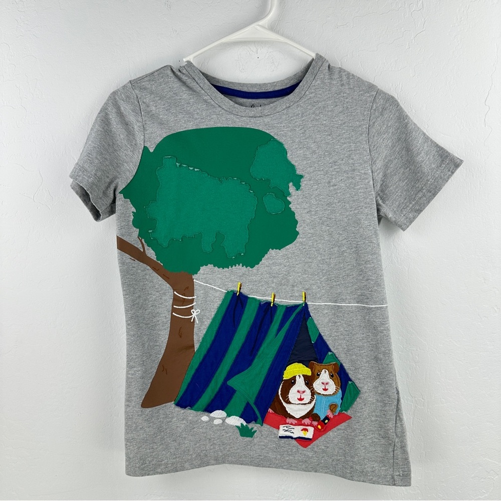 Mini Boden Gray Guinea Pig Camping Short Sleeve 11-12Y